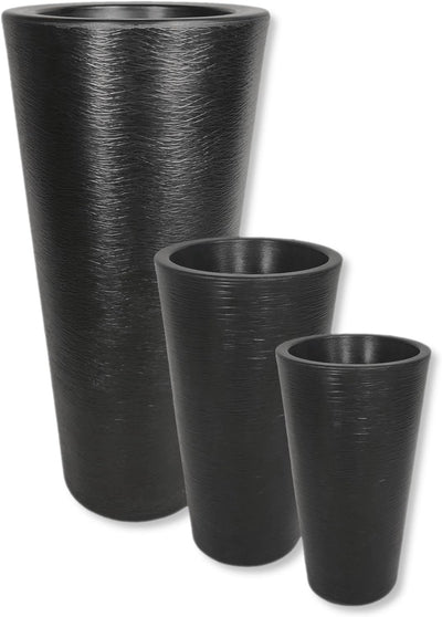 DARO DEKO Kunststoff Übertopf schwarz 40cm hoch konisch Säule Blumen-Töpfe Pflanzkübel Topf Bodenvas