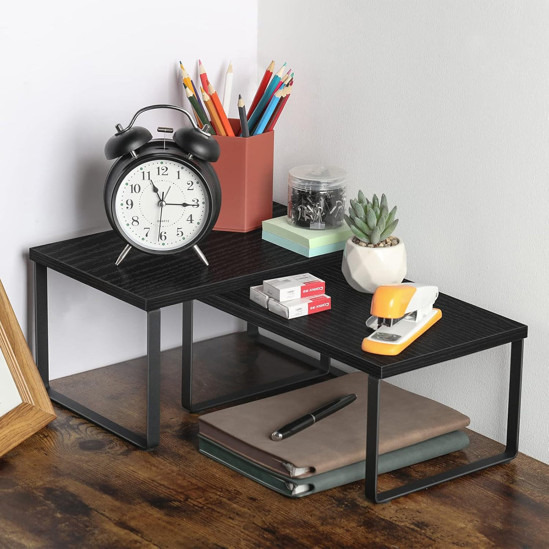 CADUKE Set mit 4 Küchenthekenregalen, stapelbares Regal-Organizer, stapelbares Holz-Arbeitsplattenre