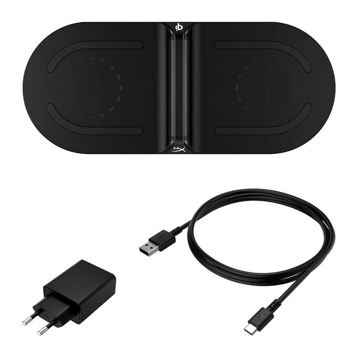 HyperX HX-CPBS-C ChargePlay Base - Qi-Zertifiziertes kabelloses Ladegerät, Dual Pad, Lade bis zu zwe