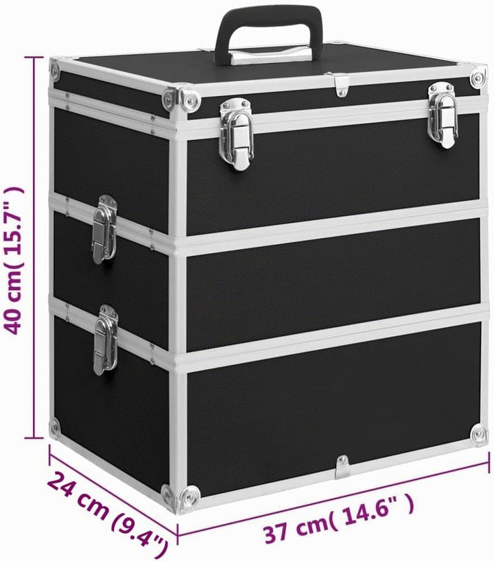 vidaXL Kosmetikkoffer 37x24x40cm Schminkkoffer Schmuckkoffer mehrere Auswahl Schwarz, Schwarz