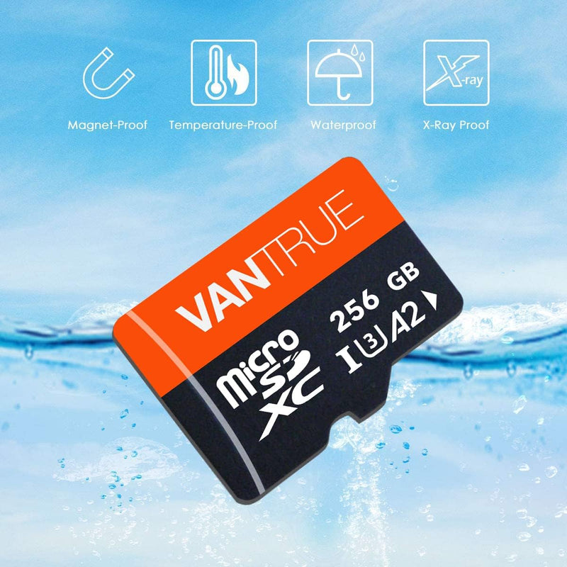 VANTRUE 256GB microSD Speicherkarte, A2 UHS-I U3 4K, inkl. Adapter, Kompatibel mit Dashcam, Smartpho