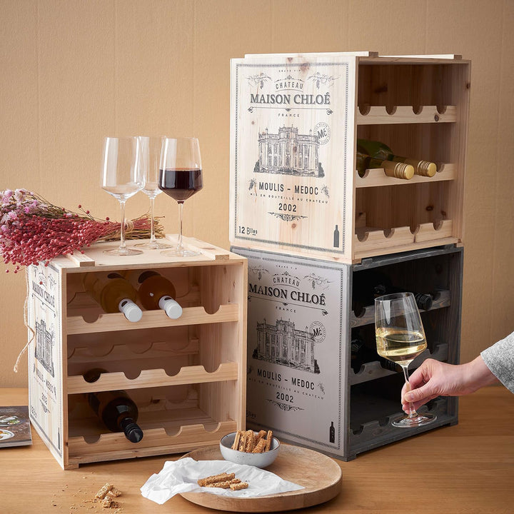 BUTLERS Vinothek Weinregal 36x32x39 in Taupe - Hochwertiges Flaschenregal aus Holz - Alternatives Ho