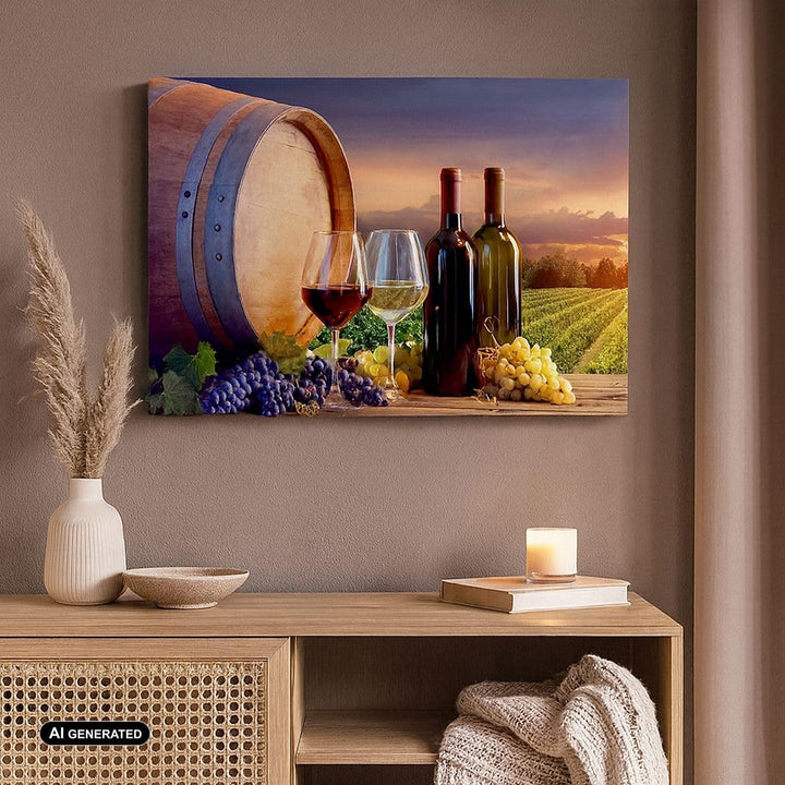 ARTTOR Bilder auf Leinwand 100x70cm Leinwandbild Wein Weinberg Sommer Gross Wanddeko Bild Schlafzimm