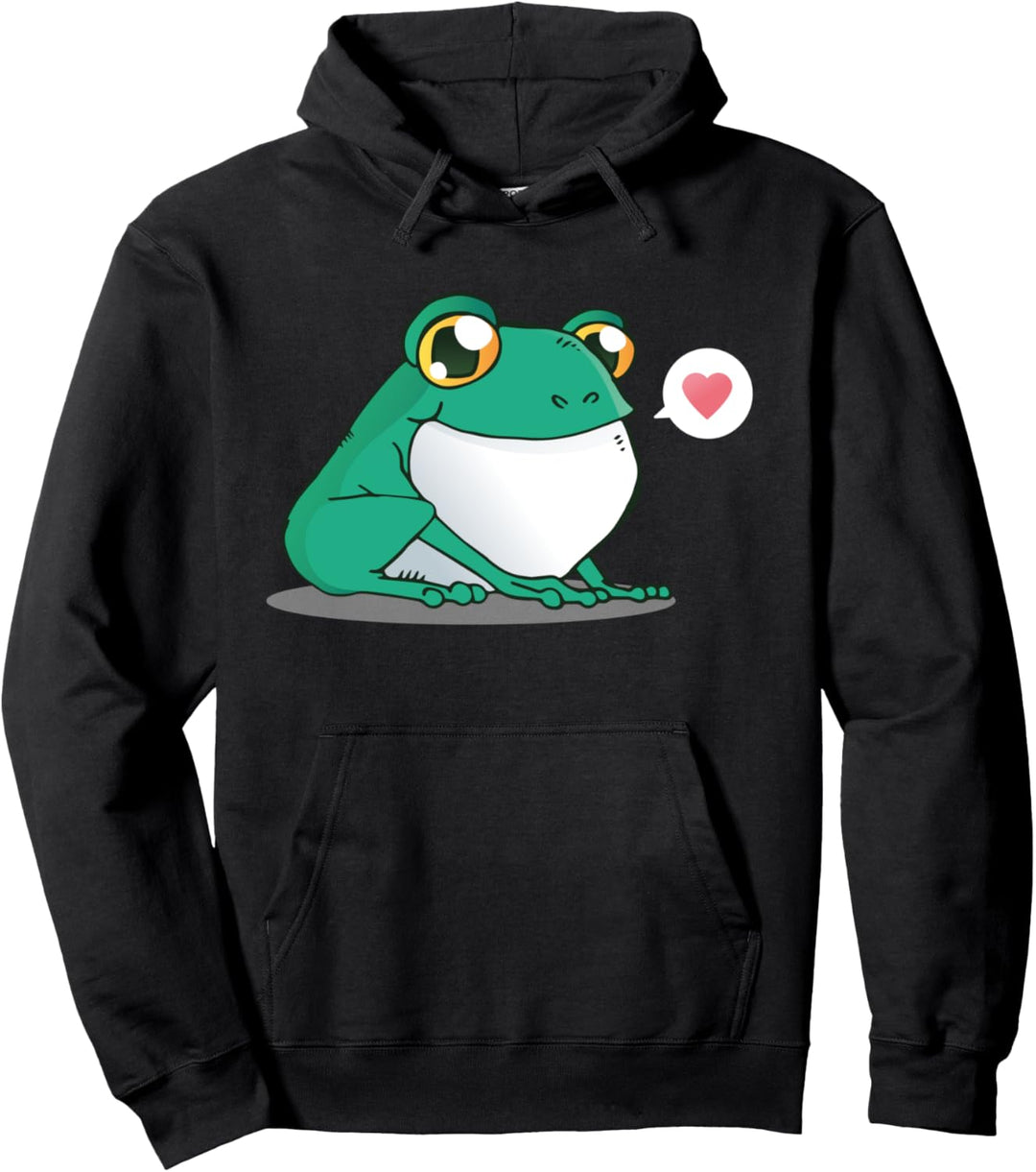 Lustiges Froschdesign für Comicfans mit Herz und Sprechblase Pullover Hoodie