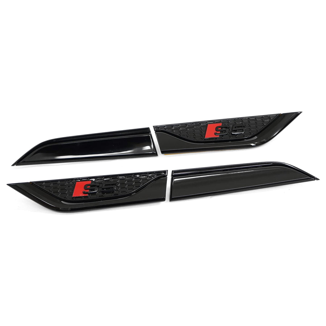 Audi 8W6071807LM Plaketten-Set S5 Schriftzug Kotflügel Logo Aufkleber, schwarz/rot