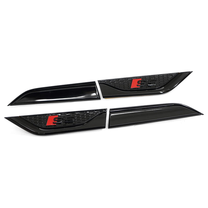 Audi 8W6071807LM Plaketten-Set S5 Schriftzug Kotflügel Logo Aufkleber, schwarz/rot