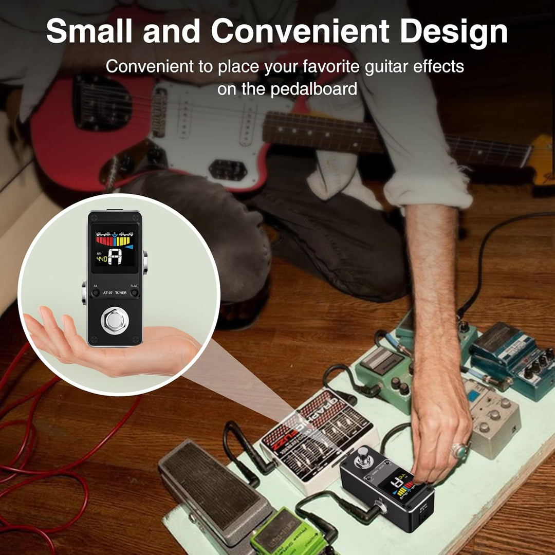 Stimmgerät-Pedal, LEKATO Chromatisches Stimmgerät-Pedal mit zwei Modi für Gitarre und Bass - Mini St