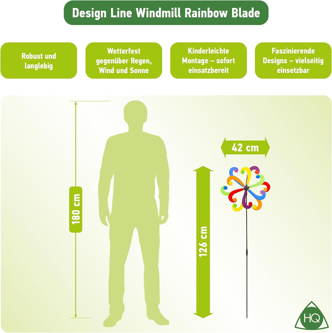 HQ Design Windspiration - Windmill, UV-beständige und wetterfeste Windspiel Deko für Garten, Terrass