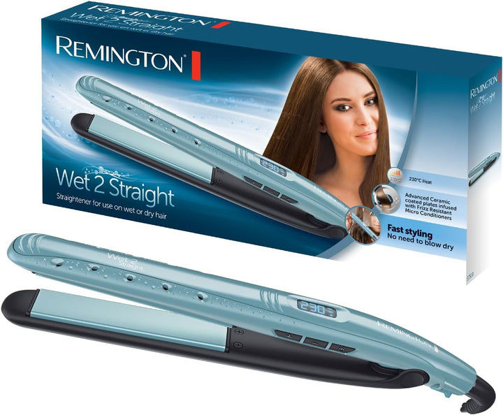 Remington Glätteisen Wet2Straight (für Nass- und Trockenanwendung -zum Trocknen und Glätten der Haar