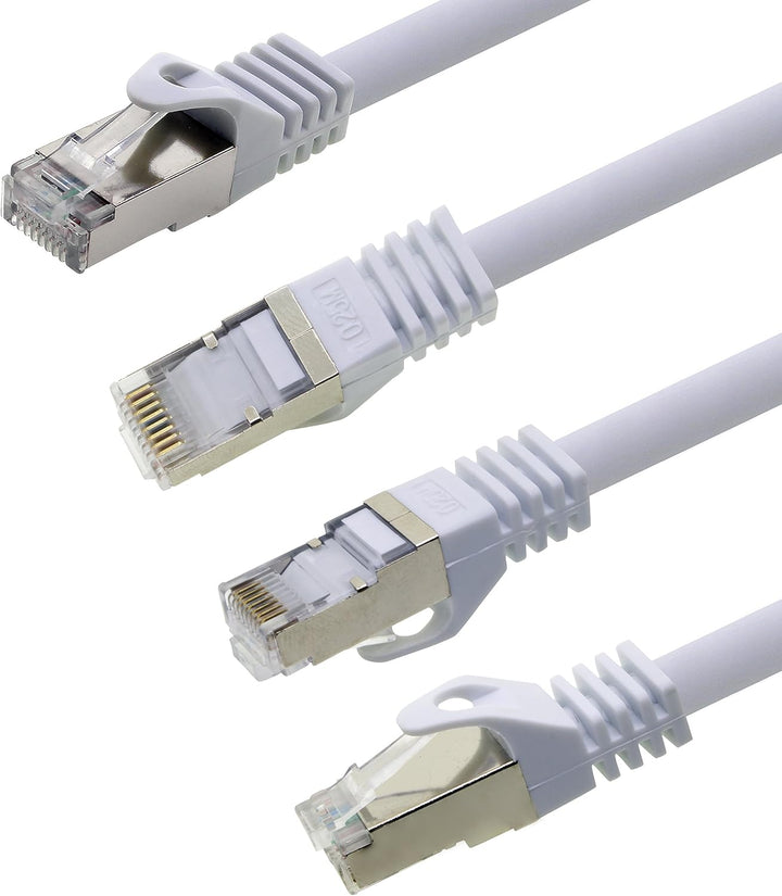 1aTTack.de 7,5m - weiss - 5 Stück CAT.7 Netzwerkkabel Sftp (Rohkabel) Patchkabel (SET) 10000Mbit/s -