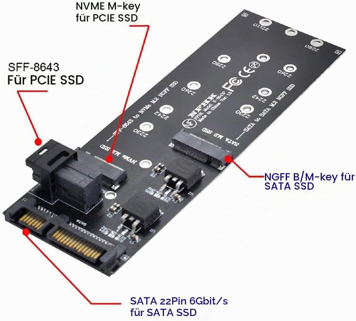 cablecc SFF-8643 auf U2 Kit NGFF M-Key auf HD Mini SAS NVME PCIe SSD SATA Adapter für Motherboard SF