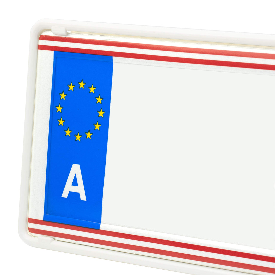 EUROSNAP Auto Kennzeichenhalter Weiss 2er Set Inklusive Montageanleitung - für Österreich - Dezenter