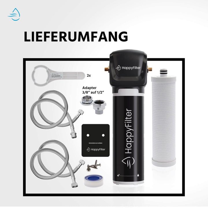 HappyFilter Kalk Wasserfilter 2 | kein separater Wasserhahn nötig | nachhaltiges Design | keine verk