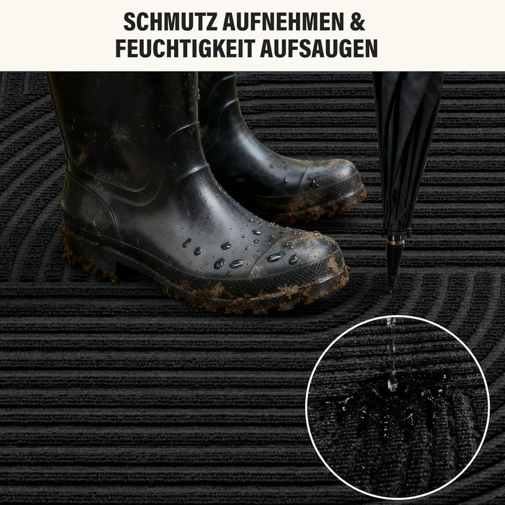 FEOMOS Schmutzfangmatte Innen Aussen 50x80cm, rutschfeste Fussmatte mit Saugkraft, Fussmatte Waschba