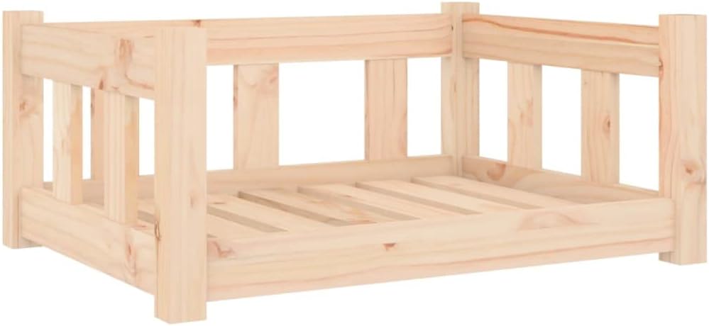 homiuse Hundebett 65,5x50,5x28 cm Massivholz Kiefer Katzenbett Hundekorb Katzenkorb Hundebett Grosse