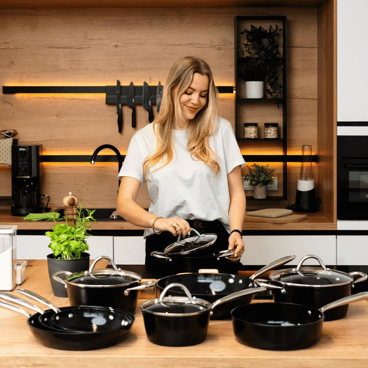 Cook & Pan - Signature Topfset und Pfannenset, 7-teilig-Induktionsgeeignet-PFAS frei Keramik-Beschic