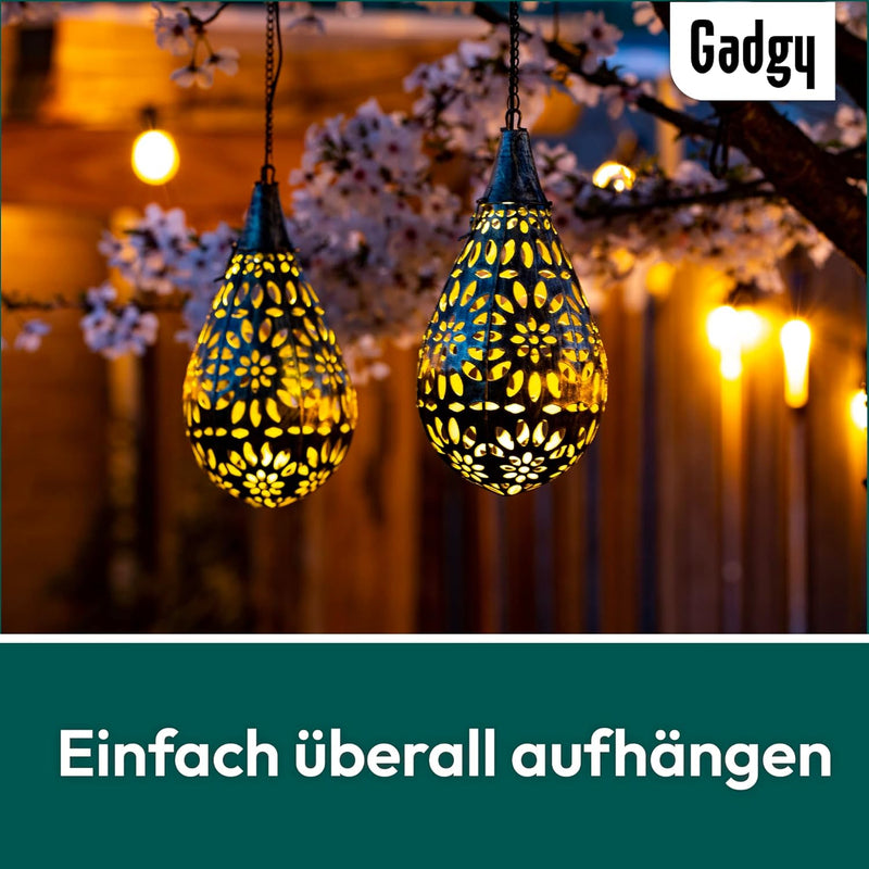 Gadgy Solarlampen Für Aussen Hängend | 2 Stück | Orientalische Laterne für Garten und Balkon | Hänge