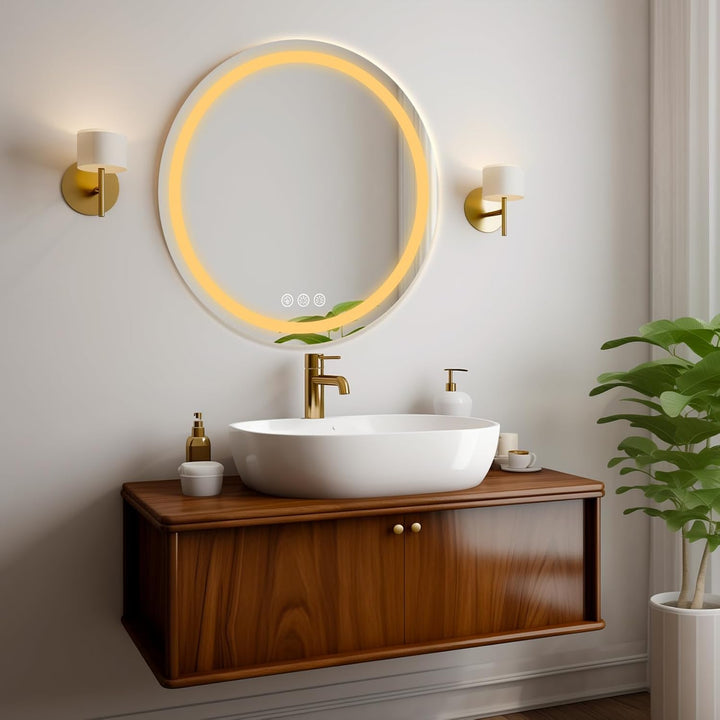 50cm Badezimmerspiegel mit Beleuchtung,Runder Spiegel mit Beleuchtung, Wandspiegel mit Frontbeleucht
