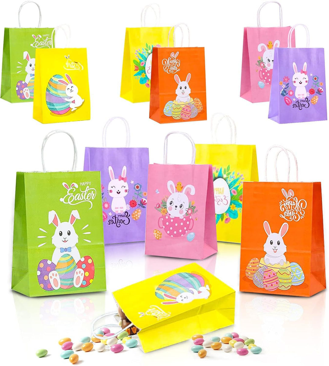 Mizijia 24 Stück Ostertüten für Kinder - Hasenmotiv, zum Befüllen mit Süssigkeiten & als Geschenkver