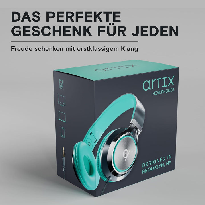 ARTIX® CL750 Premium Wired On Ear Headphones with Microphone, Comfortable Noise Isolating Design, 3.