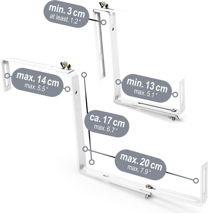 com-four® 4X Blumenkastenhalter für Balkon-Brüstungen und Geländer - Flexible Befestigung aus Metall