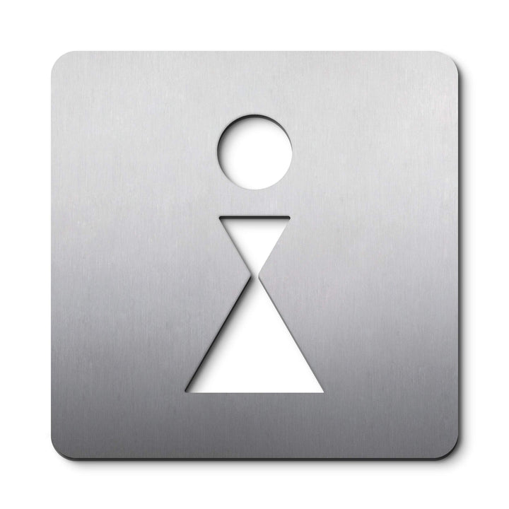 PHOS Design, PS0401S, WC Türschild Frauen, 16 x 16 cm, Edelstahl gebürstet, selbstklebend, Toiletten