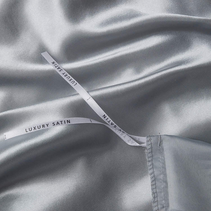 Boqingzhu Satin Bettwäsche 200x200cm Grau Uni Glatt Glänzend Glanzsatin Bettwäsche Set Bettbezug mit