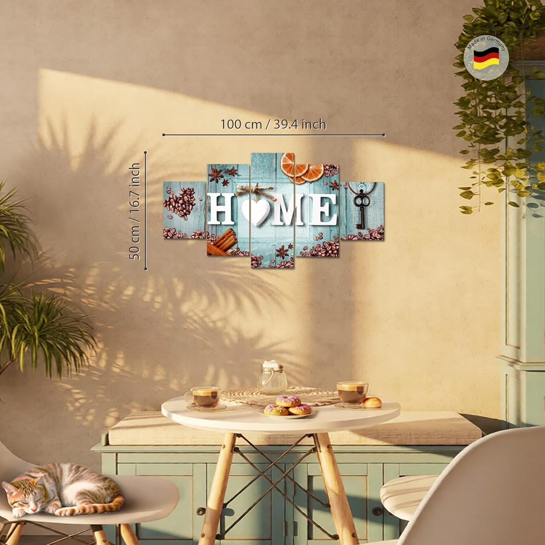 Runa Art Wandbilder Home Küche 5 Teilig Bild auf Vlies Leinwand Deko Esszimmer Küchenbilder Küchenbi