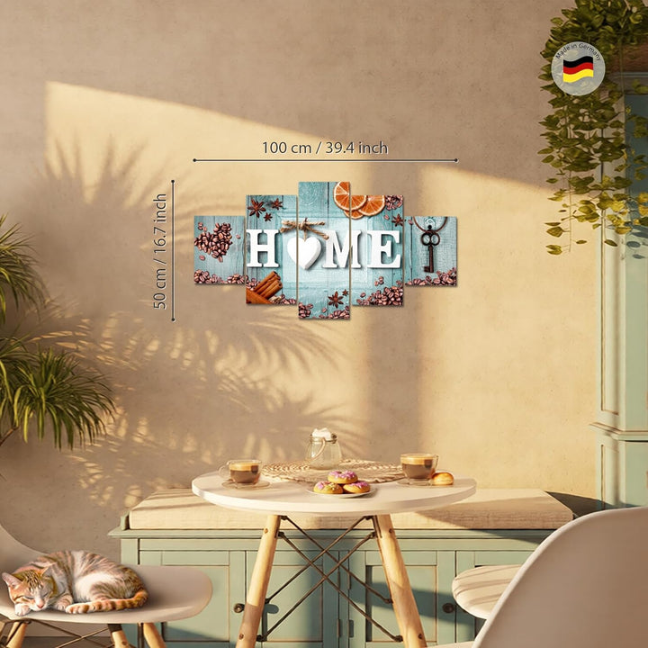 Runa Art Wandbilder Home Küche 5 Teilig Bild auf Vlies Leinwand Deko Esszimmer Küchenbilder Küchenbi