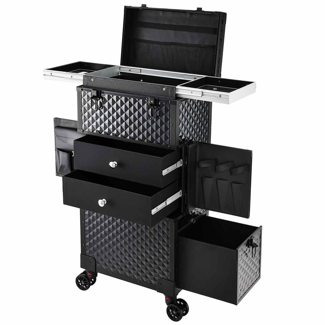 Friseurkoffer Kosmetik Trolley mit 3 Schubladen Make up Koffer Schminkkoffer Friseur Box mit Haartro