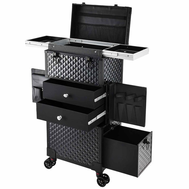 Friseurkoffer Kosmetik Trolley mit 3 Schubladen Make up Koffer Schminkkoffer Friseur Box mit Haartro