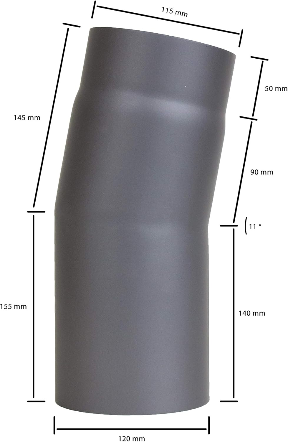 LANZZAS Ofenrohr Bogen 11° im Durchmesser, DN Ø 120 mm, Farbe: gussgrau - weitere Rohre aus unserem