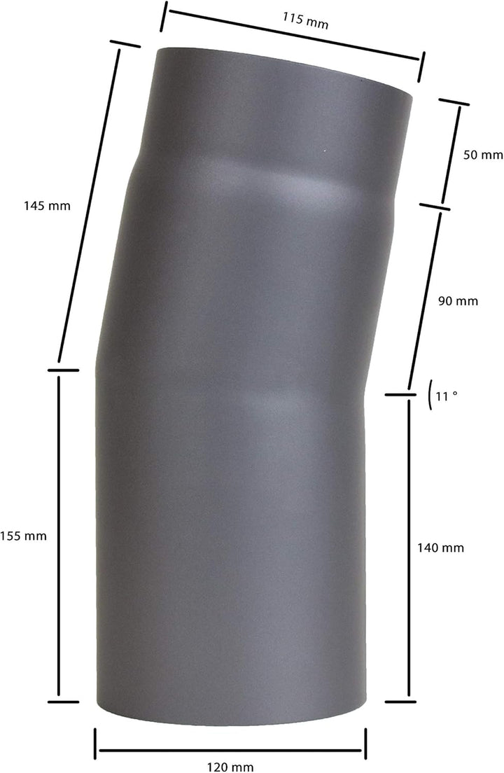 LANZZAS Ofenrohr Bogen 11° im Durchmesser, DN Ø 120 mm, Farbe: gussgrau - weitere Rohre aus unserem