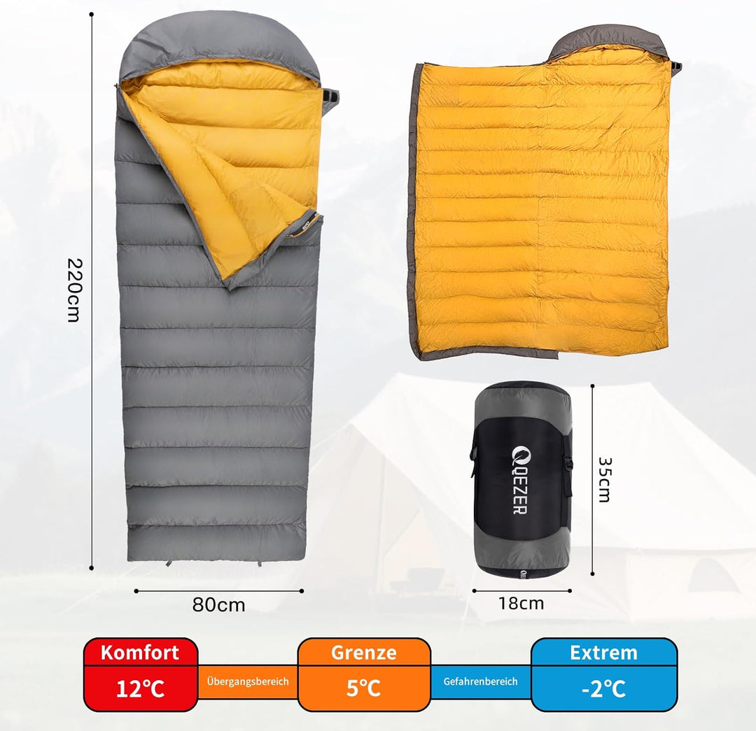 daunenschlafsack verfügt über EIN Graphenfutter und eine 620FP Füllkraft von Entendaunen, 4-Jahresze