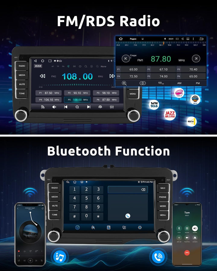 ESSGOO Android15 4+64G Wireless CarPlay Androidd Auto Autoradio Für VW Golf MK5 MK6 Polo Caddy Passa