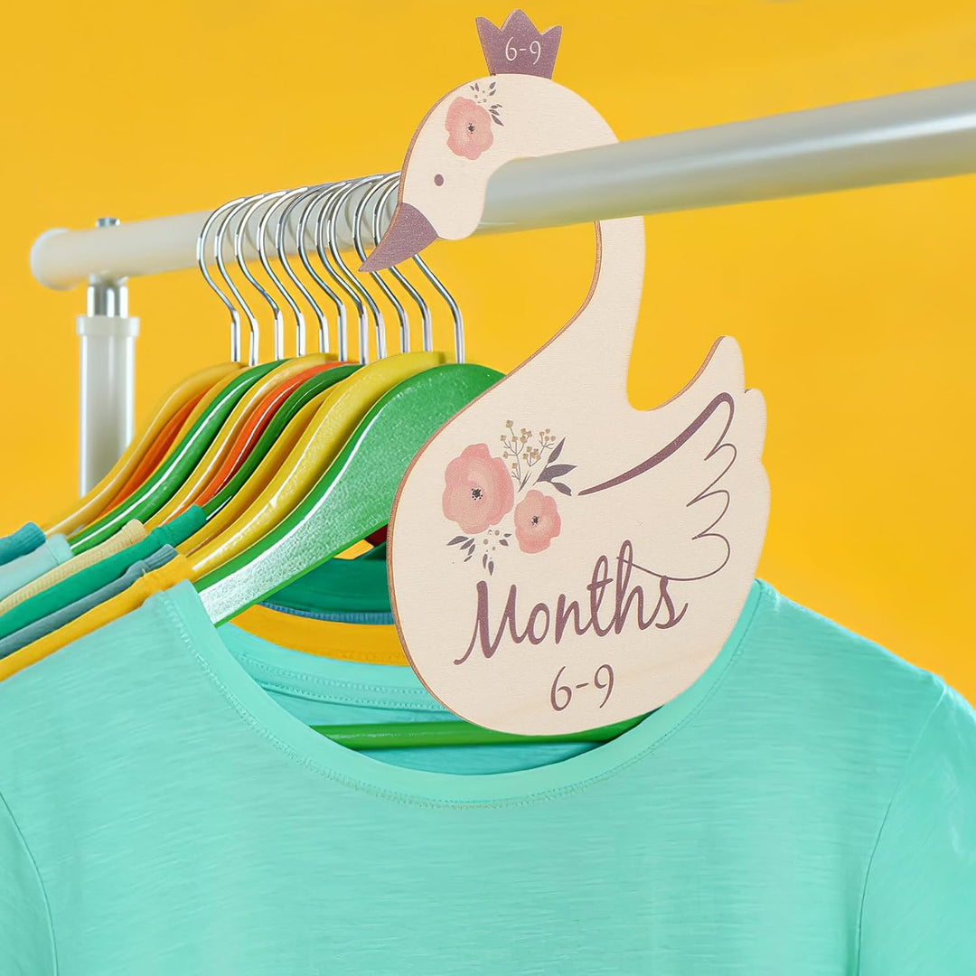 Yardwe 7 Stück Babykleiderschrank Trennwände Schwan Design mit UV Druck Eleganter Kleidertrenner für
