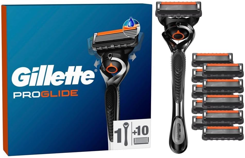 Gillette Fusion5 Proglide 1 Rasierer 10 Ersatzklingen mit neuem Everglide Gleitstreifen für noch san