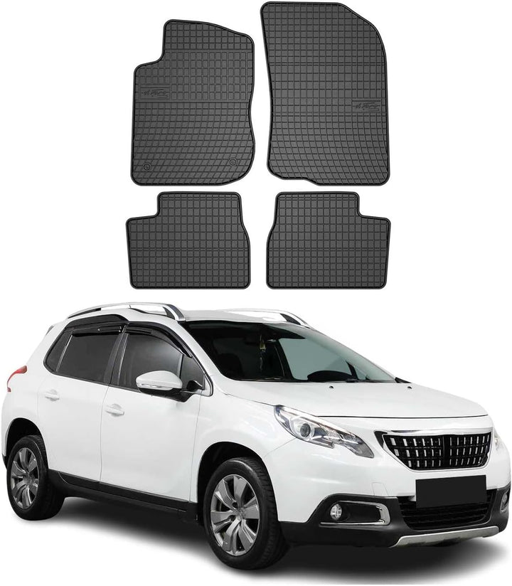 OMAC Gummi Fussmatten kompatibel mit Peugeot 2008 2013-2019 Automatten Gummi TPE Schwarz 4X Fussmatt