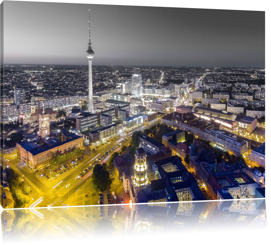 Pixxprint Berlin City Panorama B&W Detail, Format: 100x70 auf Leinwand, 100x70