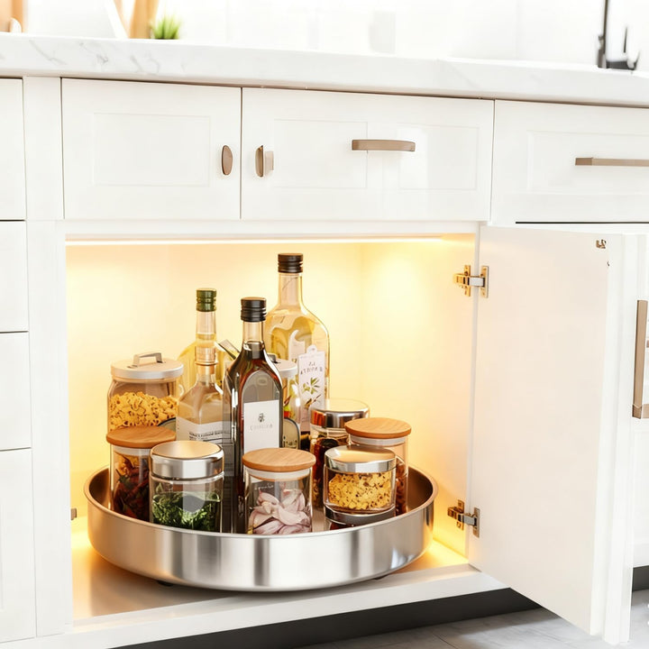 PIGPIGFLY Drehorganizer Küche,Drehscheibe Spice Rack Organizer Für Kabinett, 360 Grad Rotierender Vo
