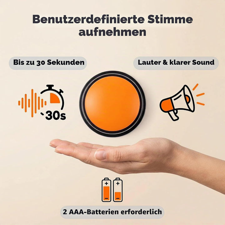 8 farbige Sprachaufnahme-Tasten, Hundetasten für Kommunikation, Haustier-Training, Summer, 30 Sekund