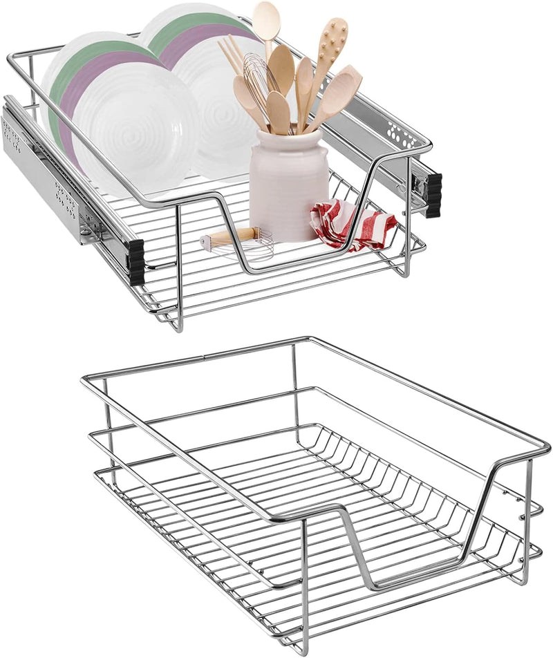 AufuN 2x Küchenschublade 40cm, Teleskopschublade Vollauszug Küchenschrank Schrankauszug Schlafzimmer