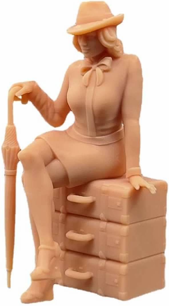 1/35 Abbildung Männliche und weibliche Passagiere halten Gepäck Modell Miniatur-Szene GK müssen von