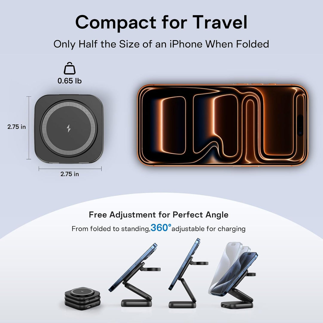 AC Island 5 in 1 iPhone Ladestation kompatibel mit Mag-Safe Ladegerät, Qi2 Faltbar Reisen Wireless C