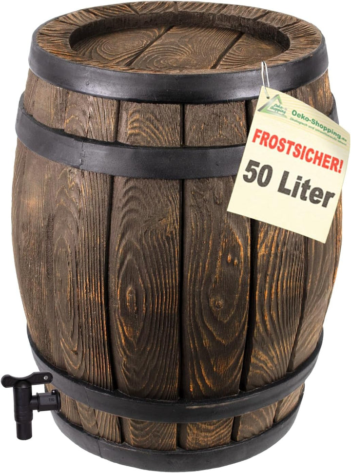 Regentonne Eichenfass, Regenfass 50l, Fass, Holz-Design AUCH ERHÄLTLICH IN 240L (B003EQT5OO), 120L (