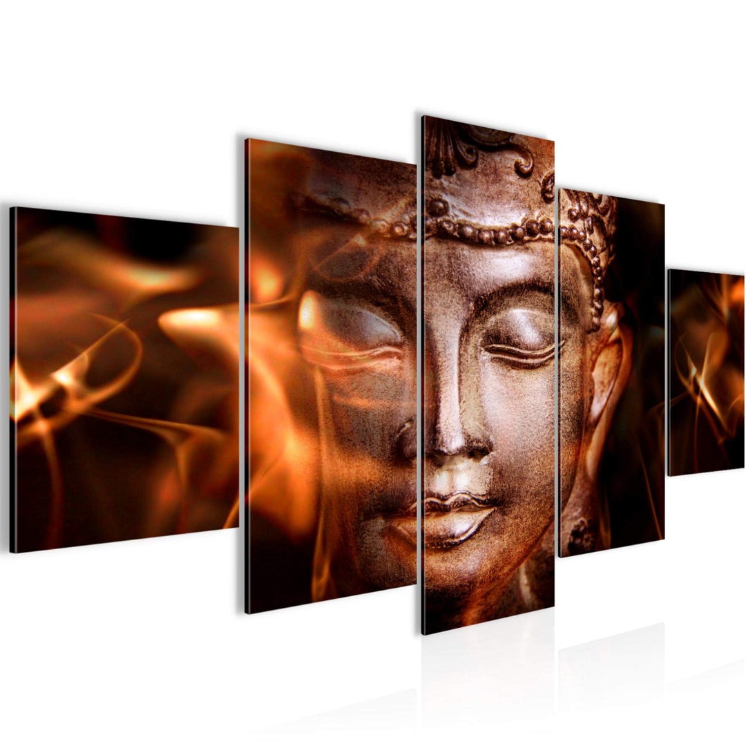 Runa Art Wandbilder Buddha Feng Shui 5 Teilig Bild auf Vlies Leinwand Deko Wohnzimmer Schlafzimmer R