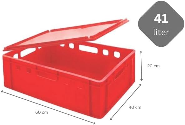 PROREGAL CHEFGASTRO Eurobehälter Fleischerkasten E2 mit Auflagendeckel | HxBxT 20x40x60cm | 41 Liter