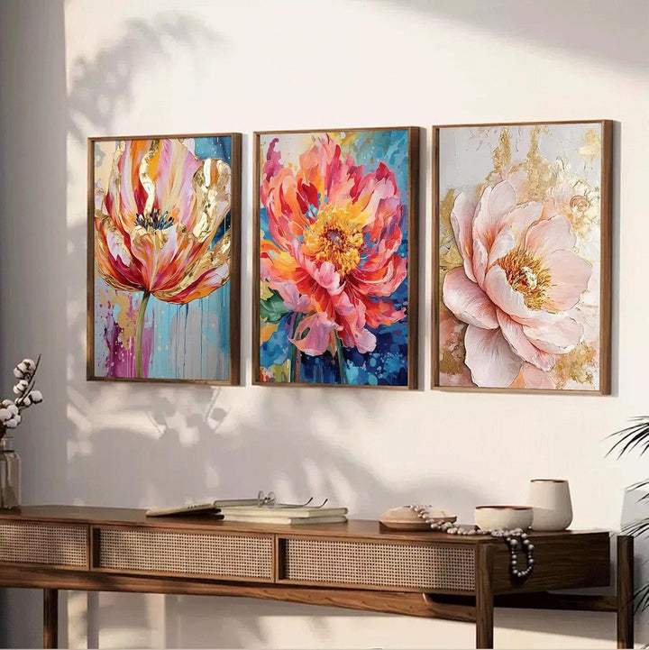 JATOK 3 Stück Malen Nach Zahlen Erwachsene, DIY Blumen Gemälde für Anfänger, Handgemalt Ölgemälde Le