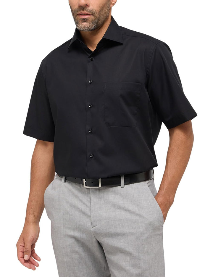 ETERNA Langarm Hemd COMFORT FIT Pinpoint unifarben mit Classic Kent Kragen 39 Schwarz (39), 39 Schwa