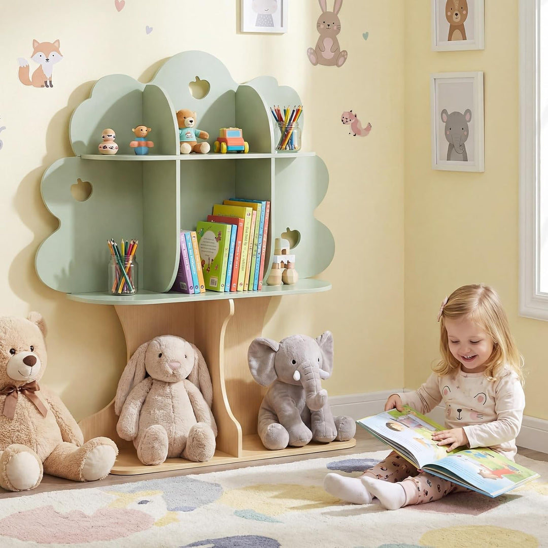 COSTWAY Bücherregal Kinder in Baumform, Kinderregal mit 8 offenen Fächern, Spielzeugregal Montessori